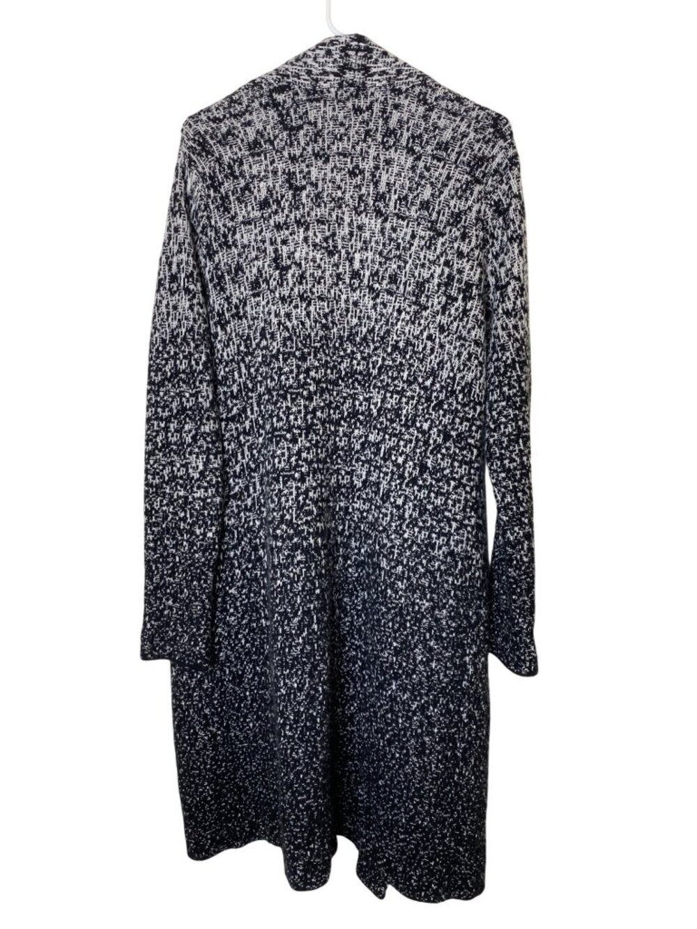 Athleta Women's Large Wool Cashmere Long Open Cardigan Sweater Black White - Picture 2 of 9